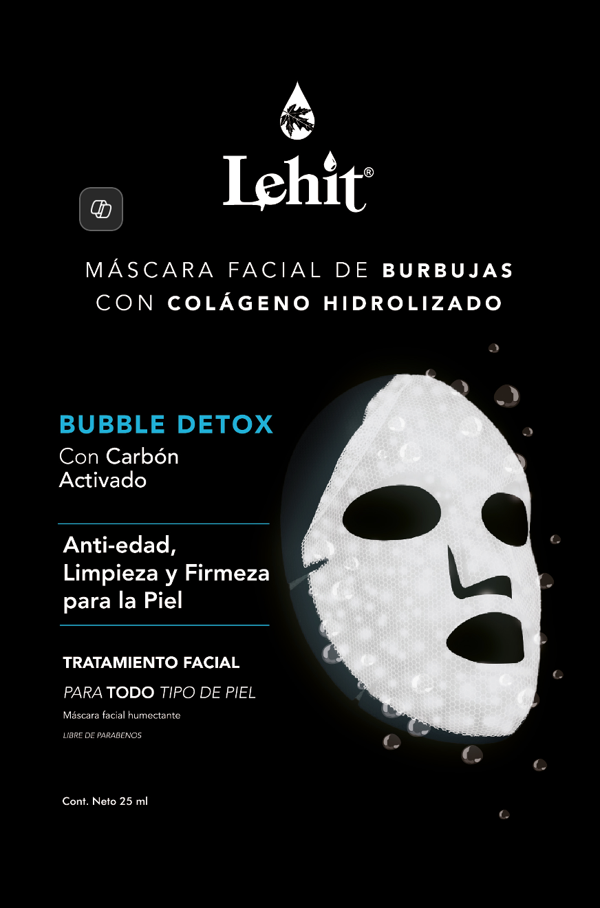 Máscara Facial Burbujas con Colágeno y Carbón Activado